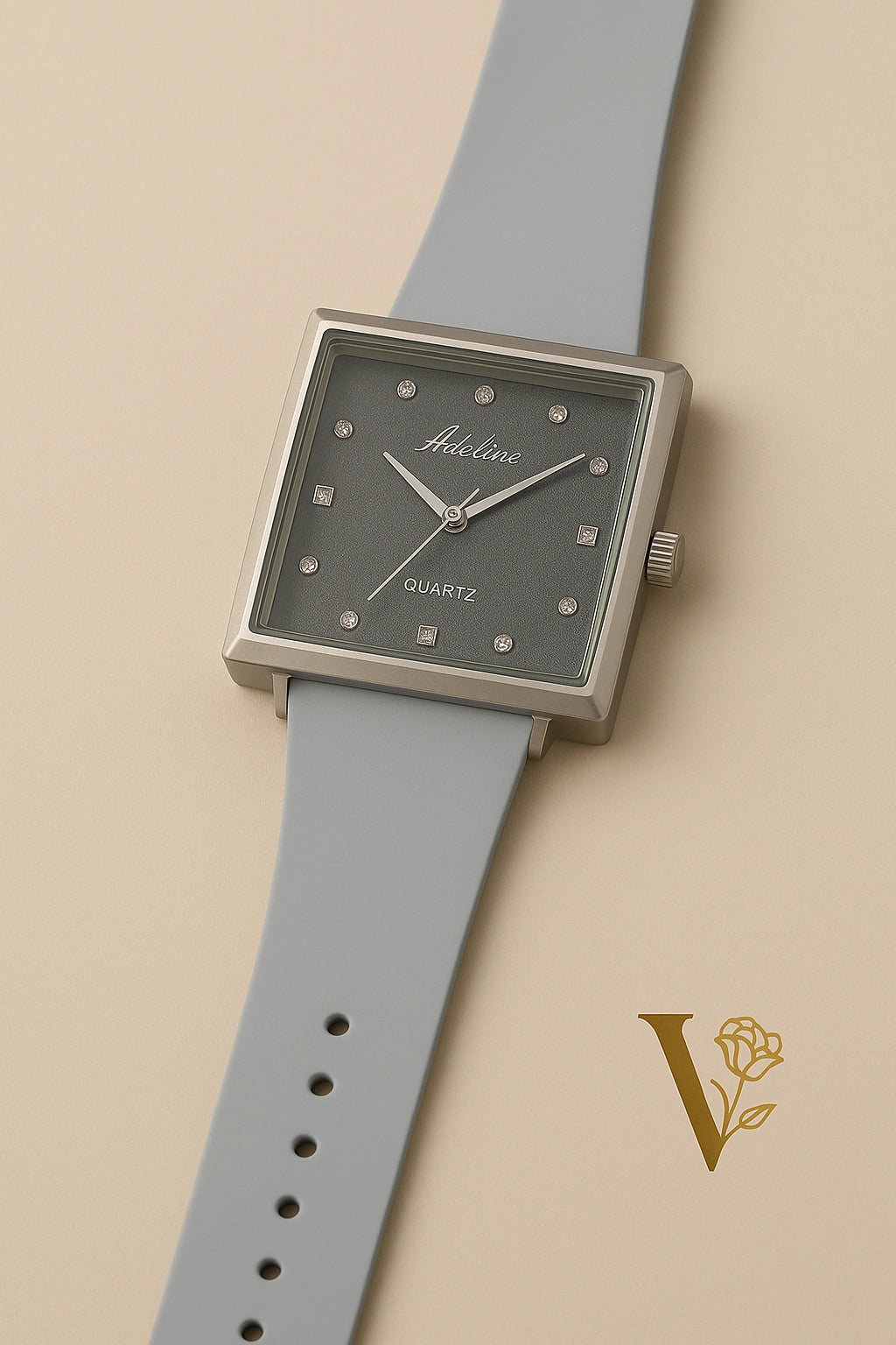 Silver BWC Square Dial Quartz Watch – Elegant Silver Strap for Men's