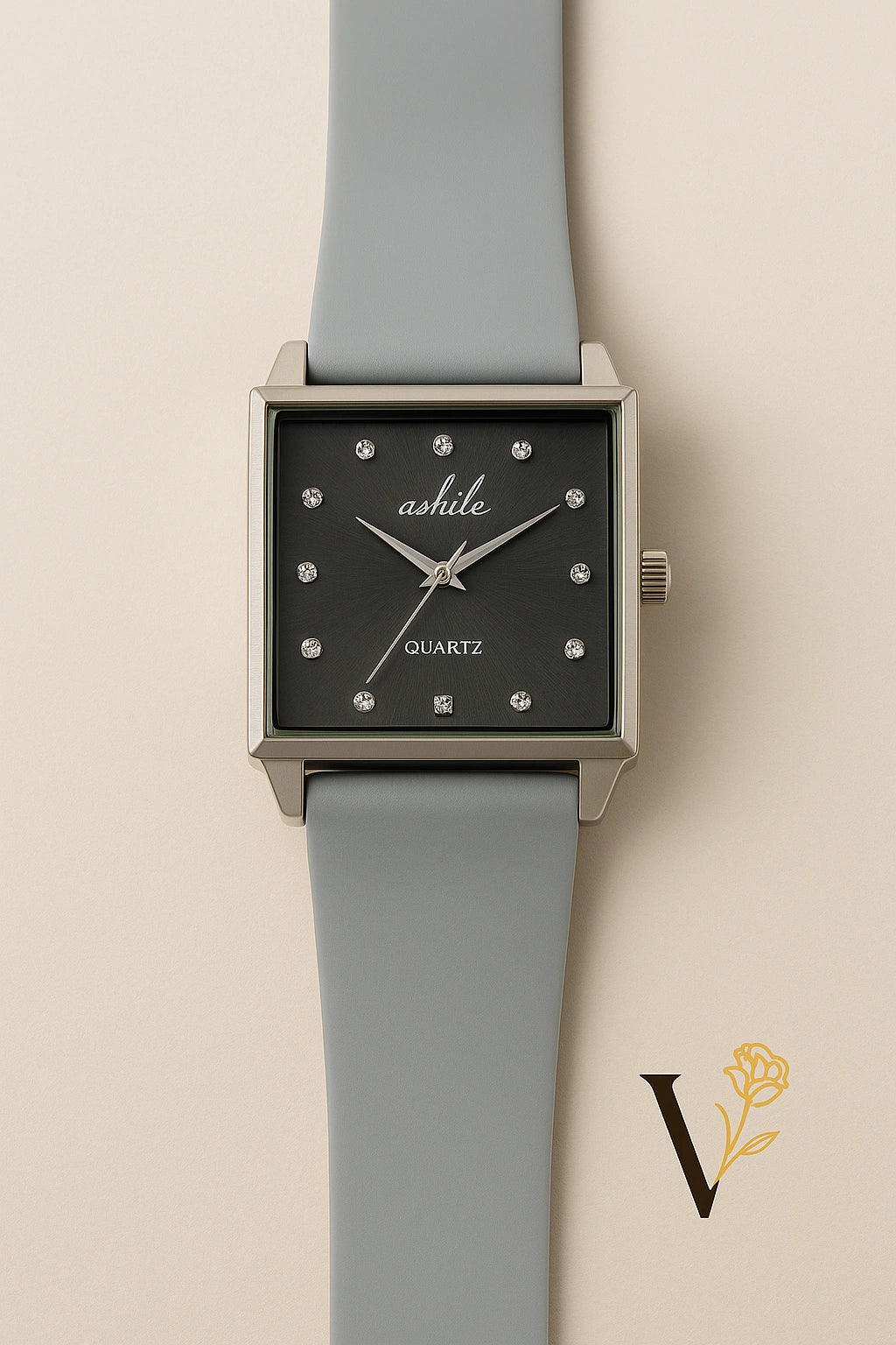 Silver BWC Square Dial Quartz Watch – Elegant Silver Strap for Men's