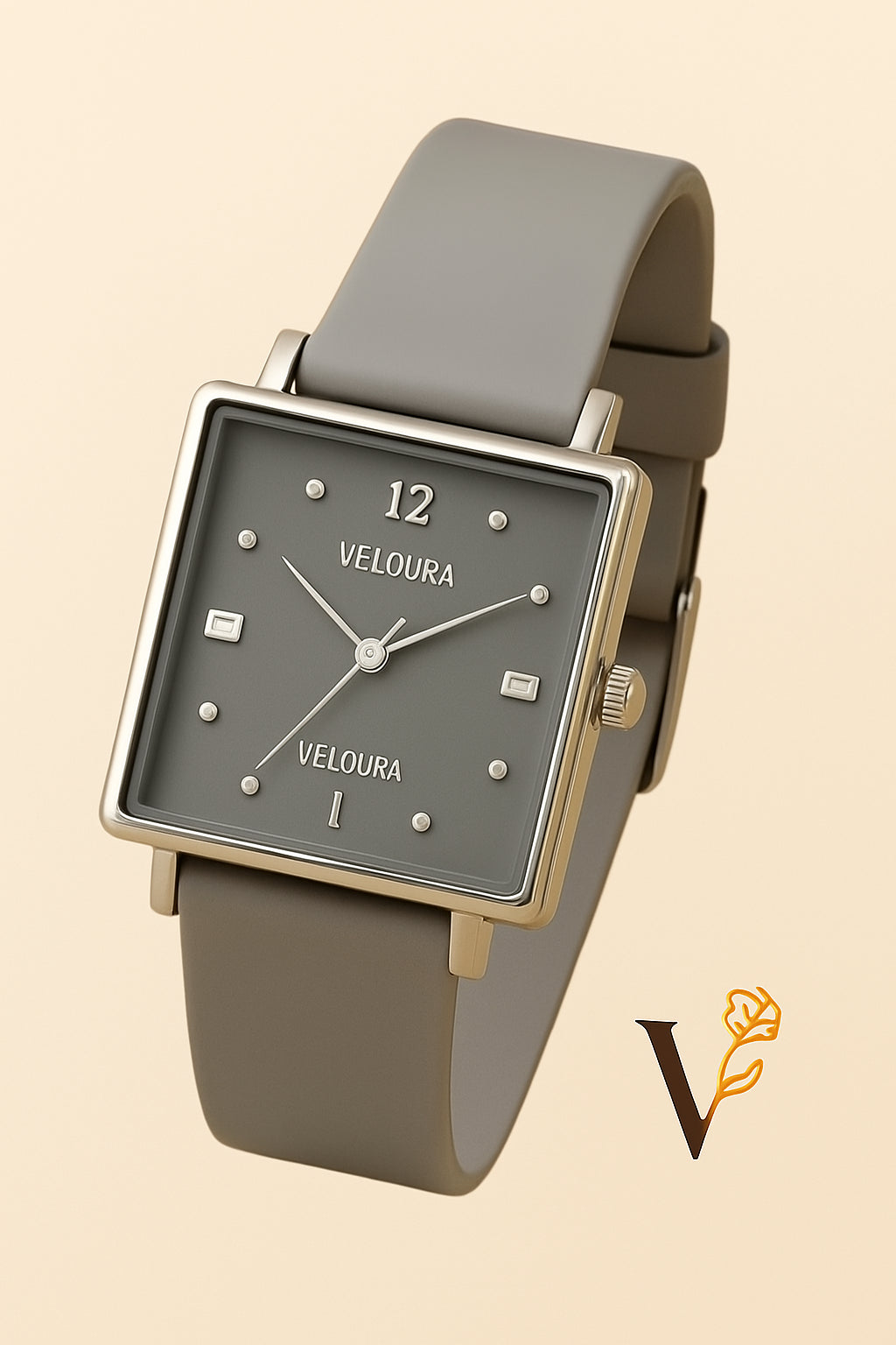 Silver BWC Square Dial Quartz Watch – Elegant Silver Strap for Men's