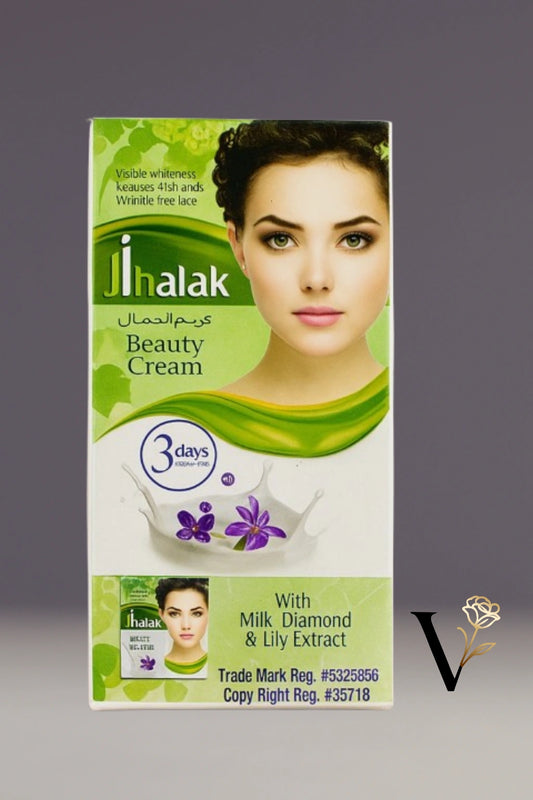 Ihalak Beauty Cream packaging with a woman's face on a gray background