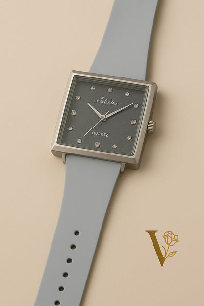 Silver BWC Square Dial Quartz Watch – Elegant Silver Strap for Men's