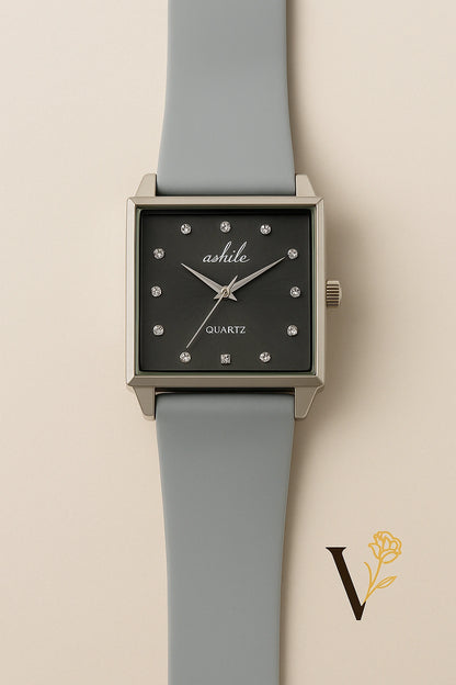 Silver BWC Square Dial Quartz Watch – Elegant Silver Strap for Men's